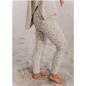 Barefoot Dreams CozyChic Ultra Lite Leopard Leggings in Cream/Stone Sz XS
